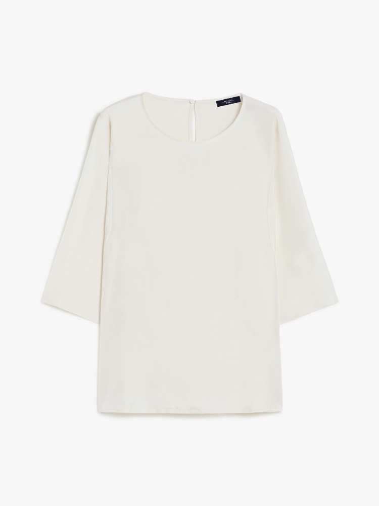 Silk and jersey blouse, ecru | 