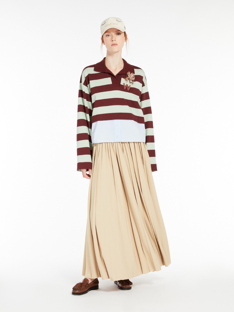 Jersey and poplin polo shirt - SAGE GREEN - Max Mara - 2
