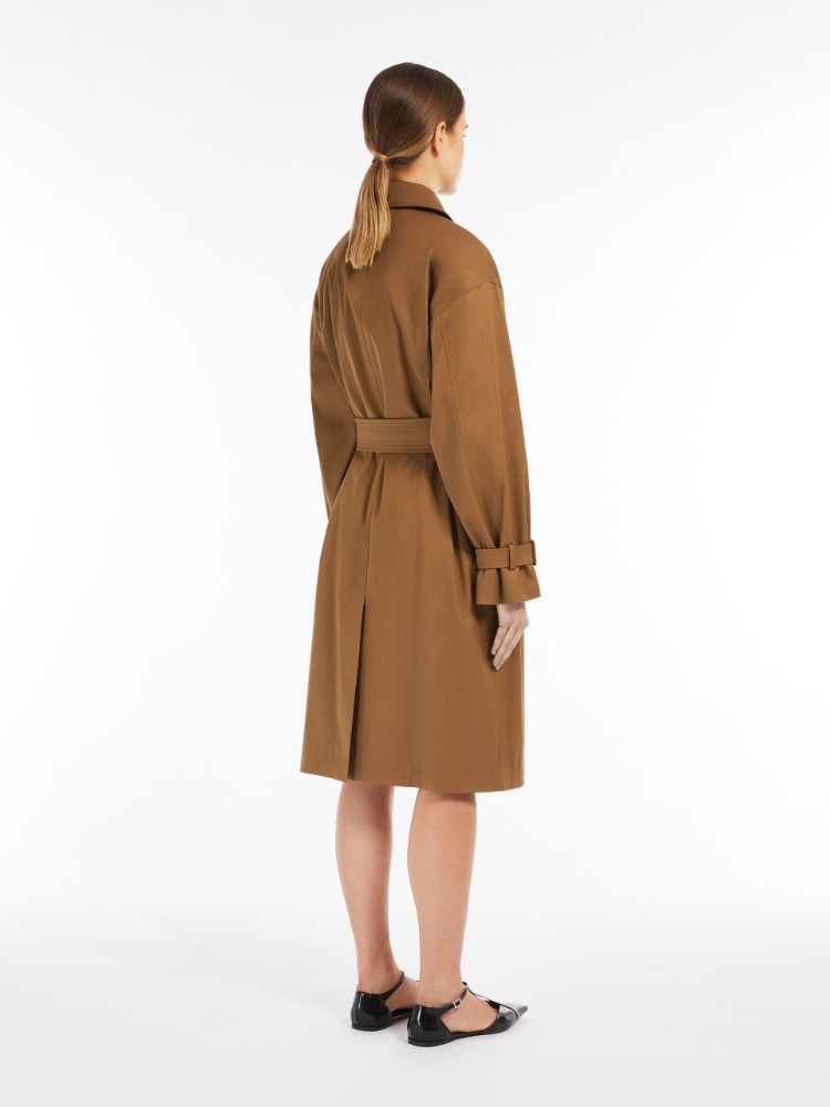 Short water-repellent cotton trench coat, tawny | 