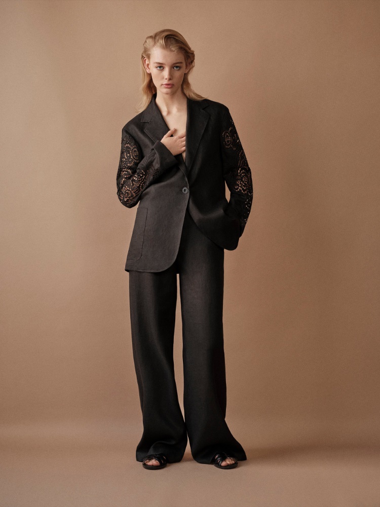 Oversized linen canvas jacket + BLACK - Max Mara