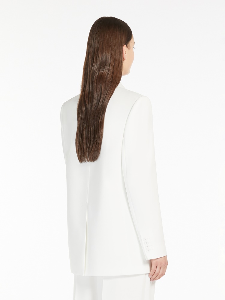 Single-breasted cady blazer, white | 