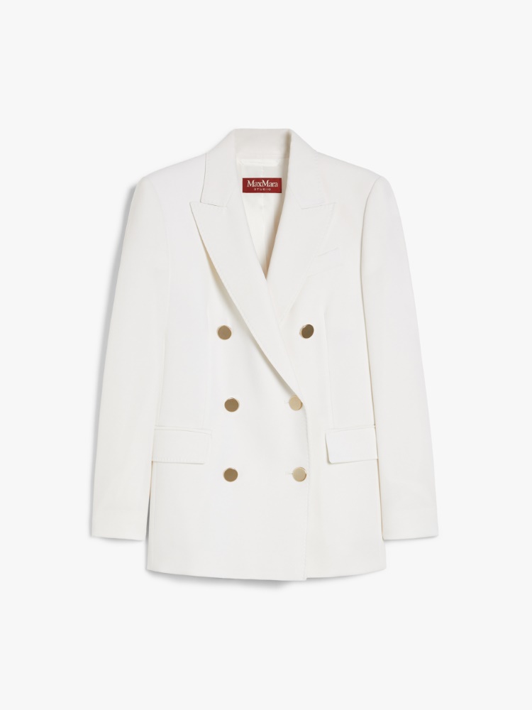 【送料&関税込】Max Mara Studio Edicola Blazer In Wool Crepe Wool satin crêpe blazer, navy | 
