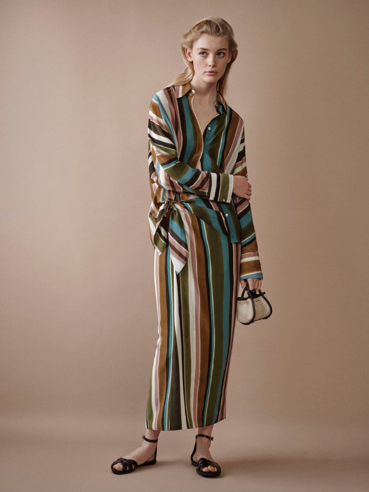 Patterned crepe de chine pareo skirt + IVORY - Max Mara