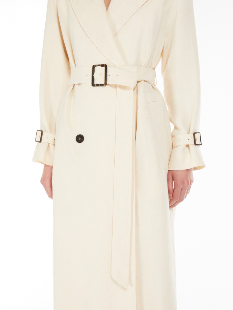 Linen twill trench coat, beige | 