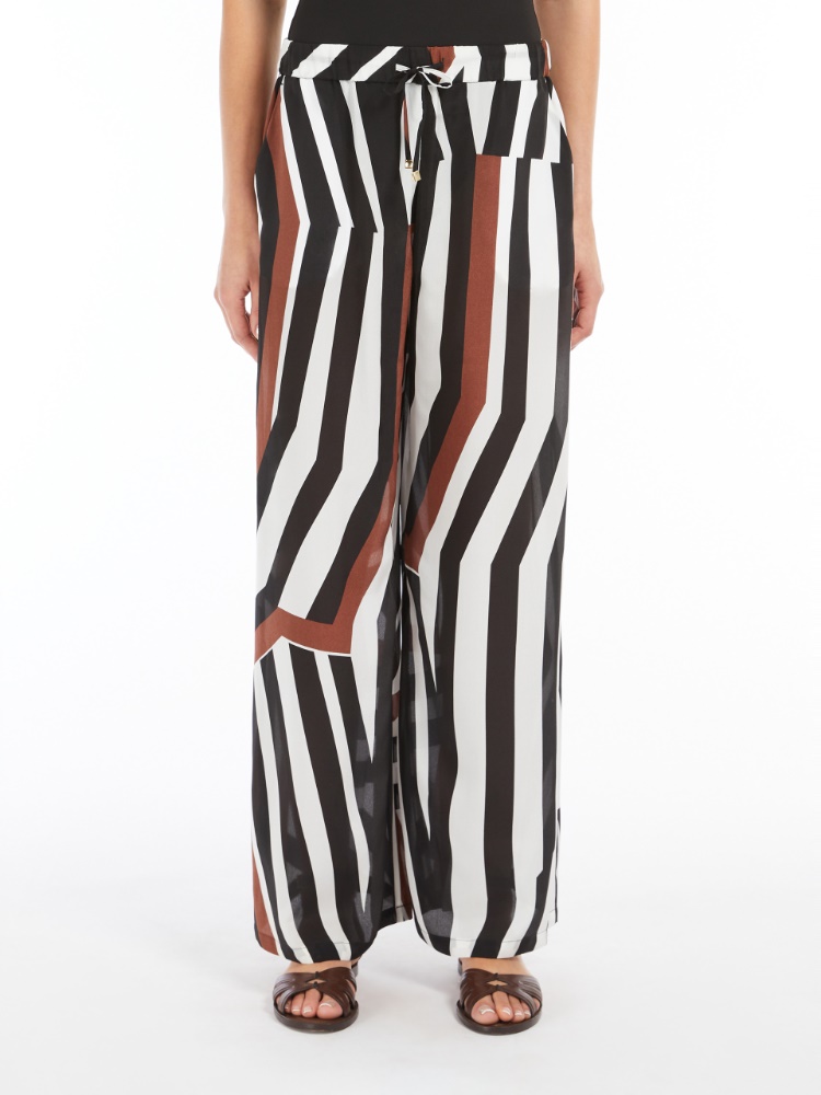 【関税＆送料込み】Max Mara Tropea Cocoa Pants Printed silk palazzo trousers, cocoa | 