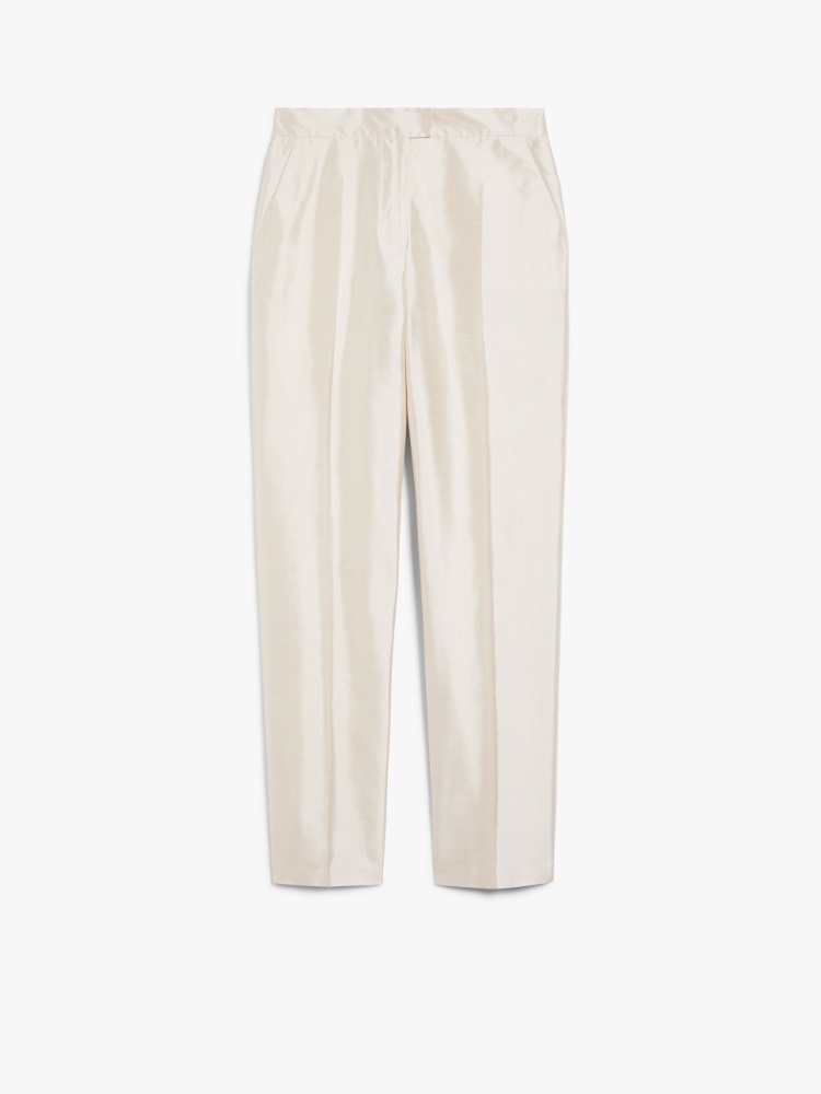 Silk shantung trousers - IVORY - Max Mara