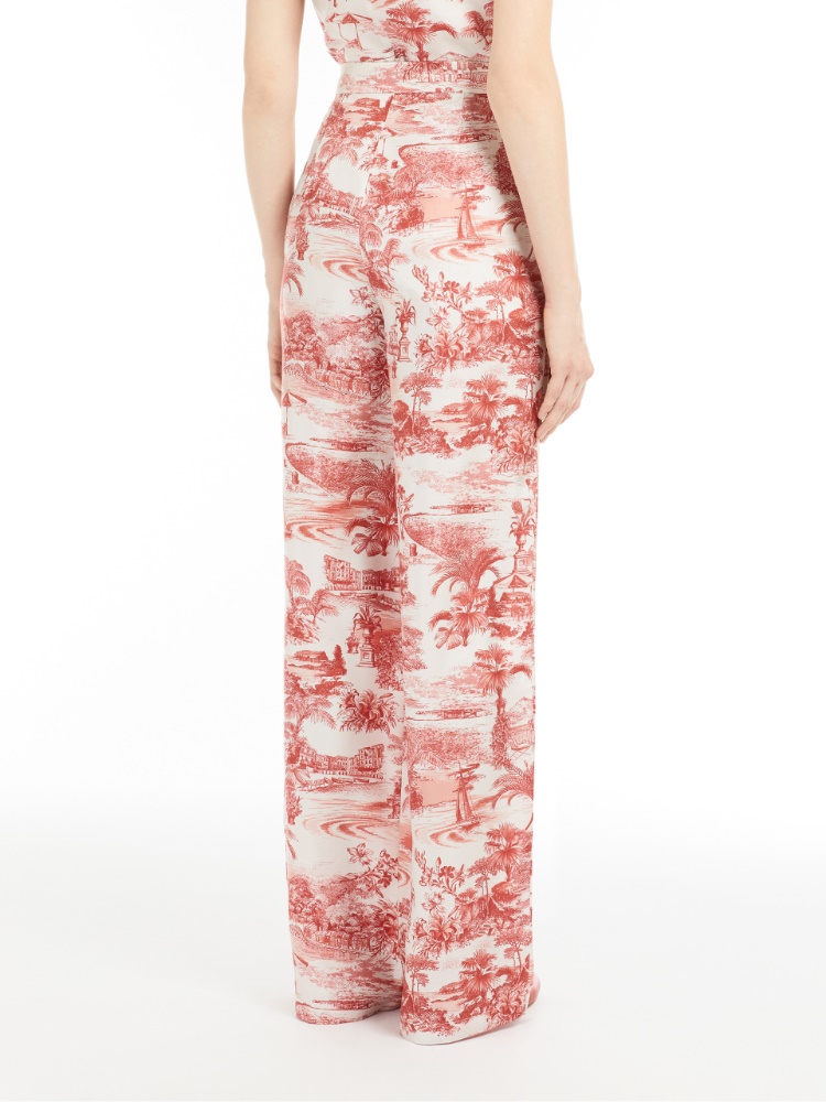 Max Mara STUDIO プリントツイルパンツ zeus Printed twill trousers, red | 