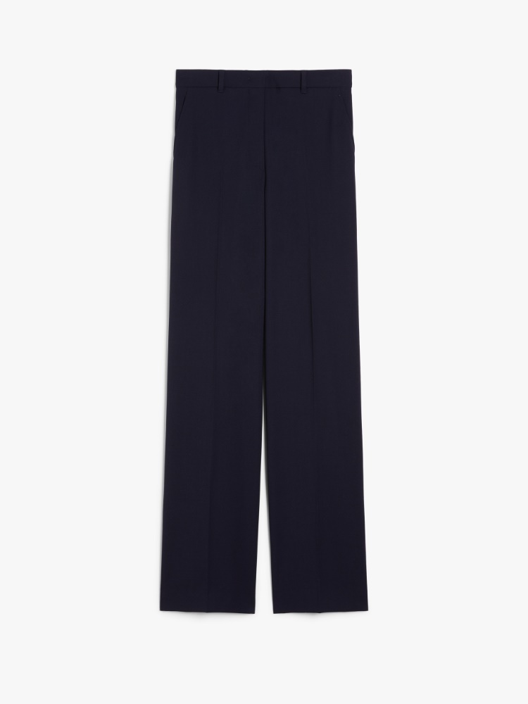 パンツ Max Mara Studio 'Quasar' pants Straight-fit wool satin trousers, navy | 