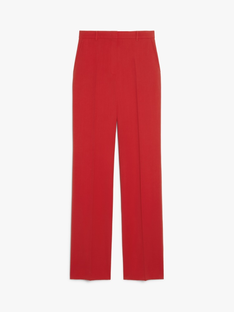 Straight-fit wool satin trousers, red | 