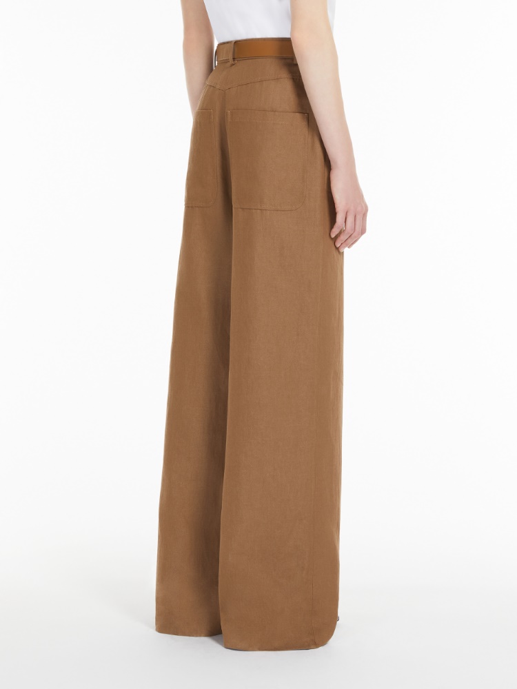 【送料&関税込】Max Mara onore Brown Linen Blend Trousers Max Mara Onore Trousers | Brown | FARFETCH JO