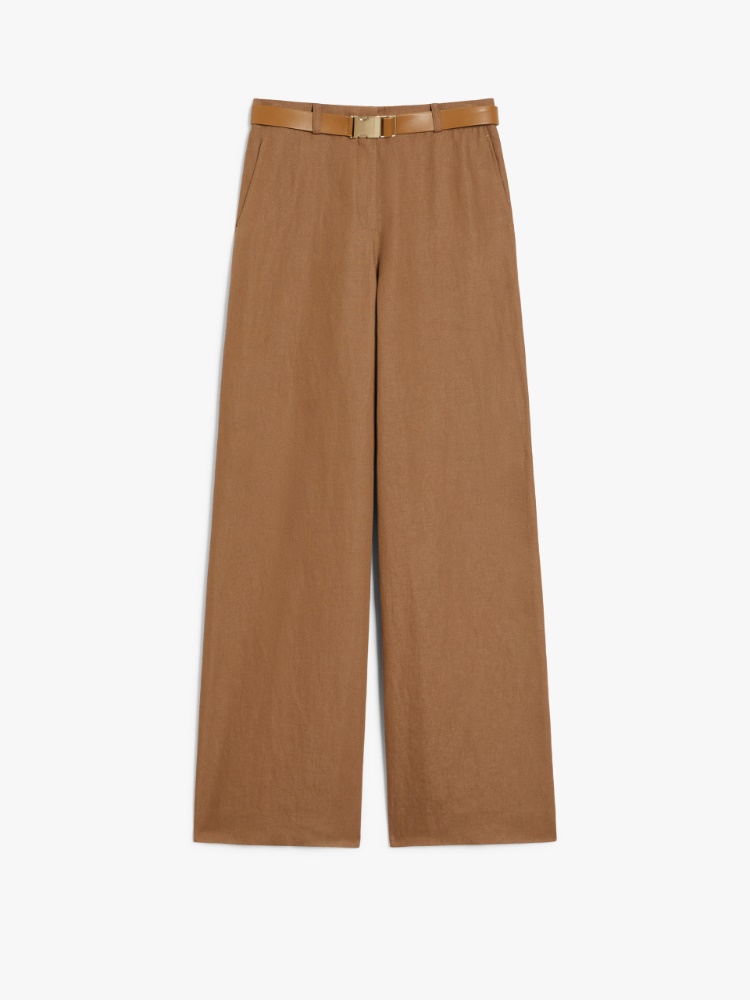 【送料&関税込】Max Mara Studio Murge Trousers Cotton and linen trousers, tawny | 