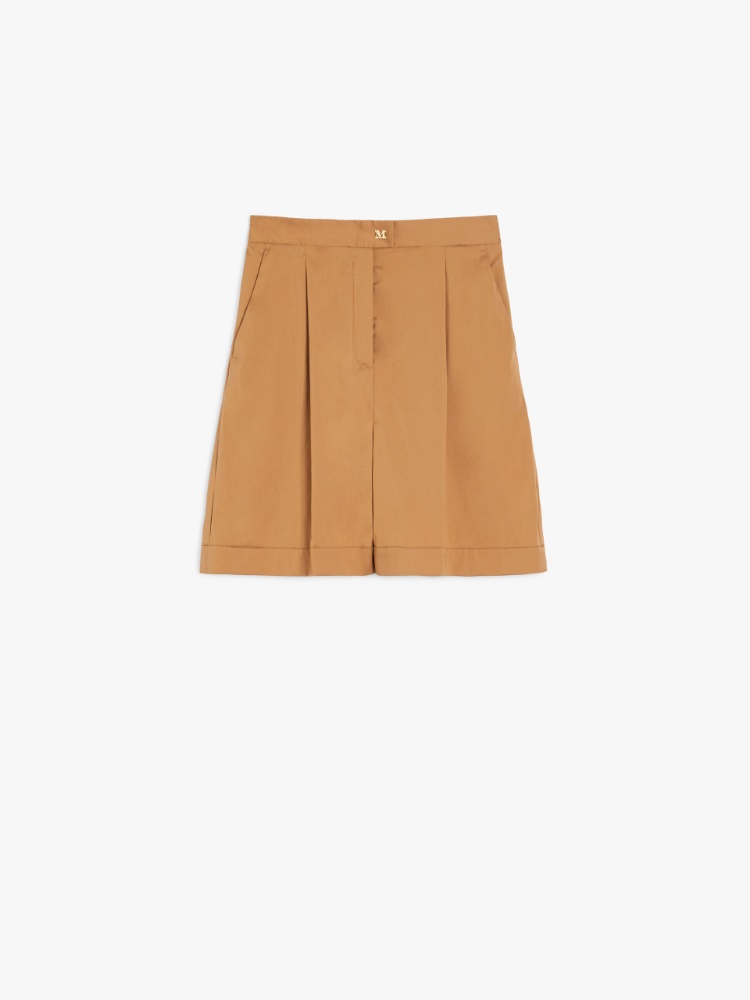 Stretch poplin Bermuda shorts - HAZELNUT BROWN - Max Mara