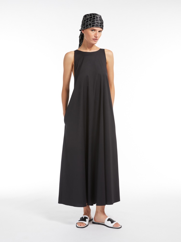 Flowing cotton poplin dress - BLACK - Max Mara
