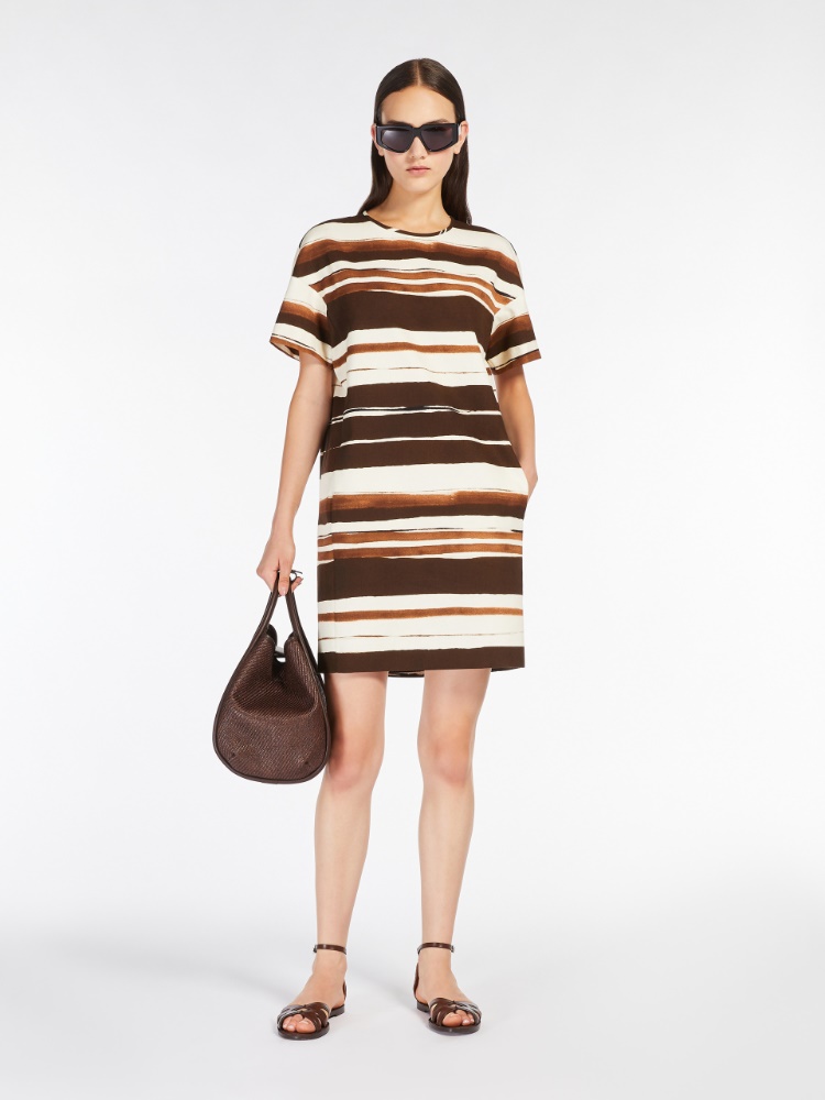 Linen and cotton T-shirt dress + COFFEE - Max Mara