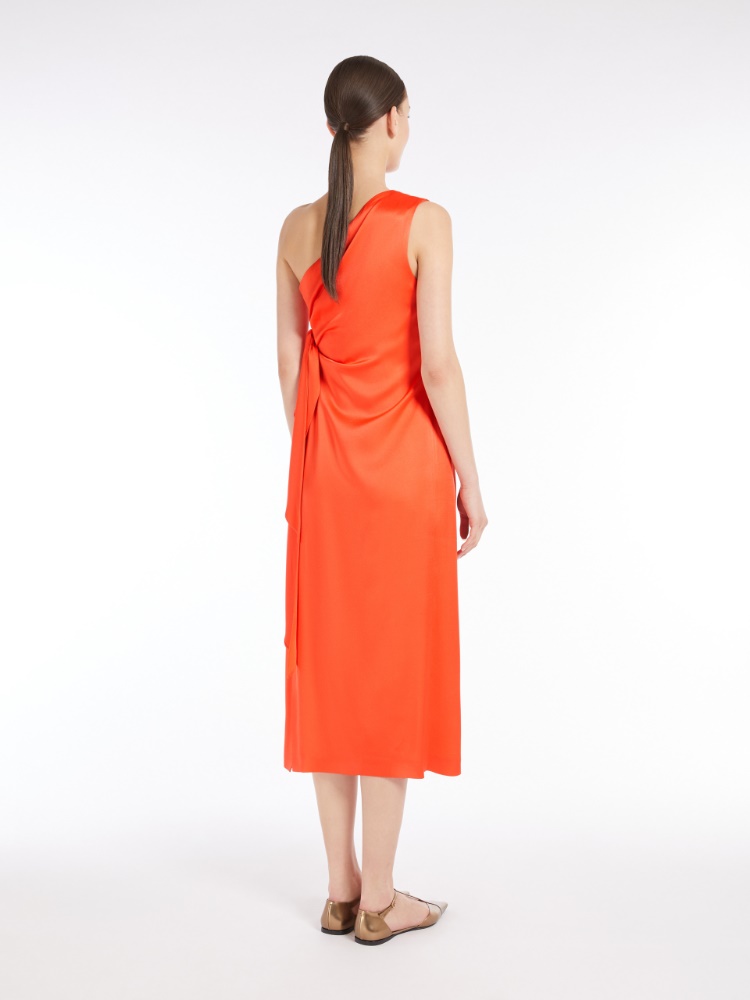 Envers satin one-shoulder dress, coral | 