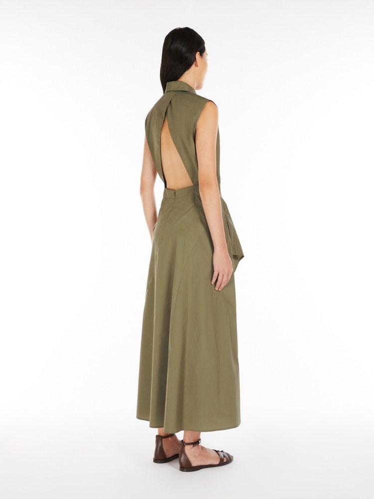 Poplin A-line dress, kaki | 