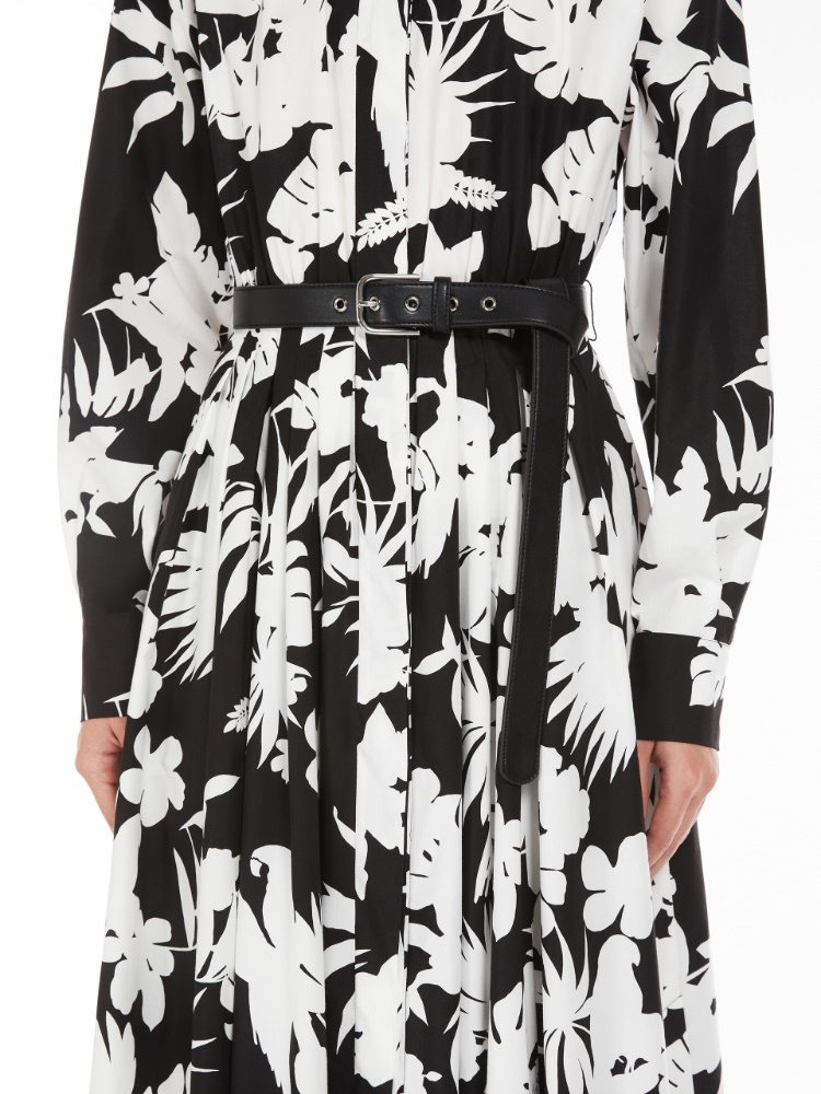 直営♪ Max Mara プリントコットン シャツドレス USSEL Printed cotton shirt dress, black | 