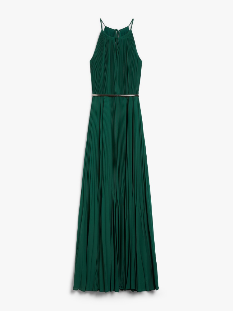 MAXMARA シェシカ フリツ ティテル ショツ 2421146021600 004 Sable georgette dress, emerald |
