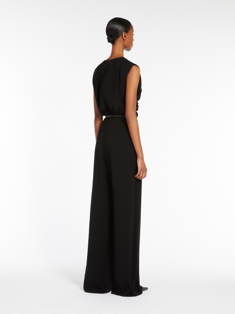 Draped cady jumpsuit, black | 