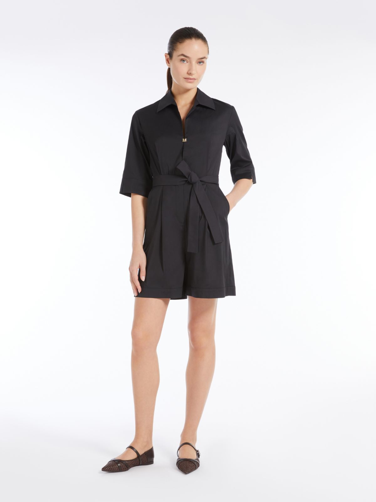 Poplin playsuit - BLACK - Max Mara