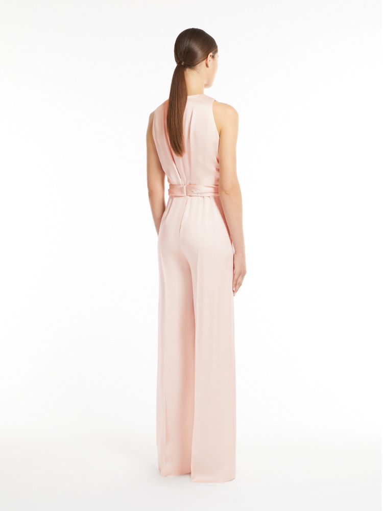 Sleeveless jumpsuit in cady, nudo | 