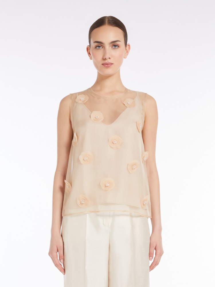 Tシャツ・カットソー MAX MARA BEIGE ORGANZA ACHILLE TOP 6261015406034-b-