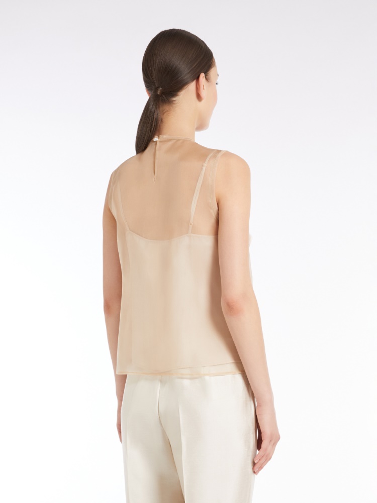 Top in organza ricamata, avorio | 