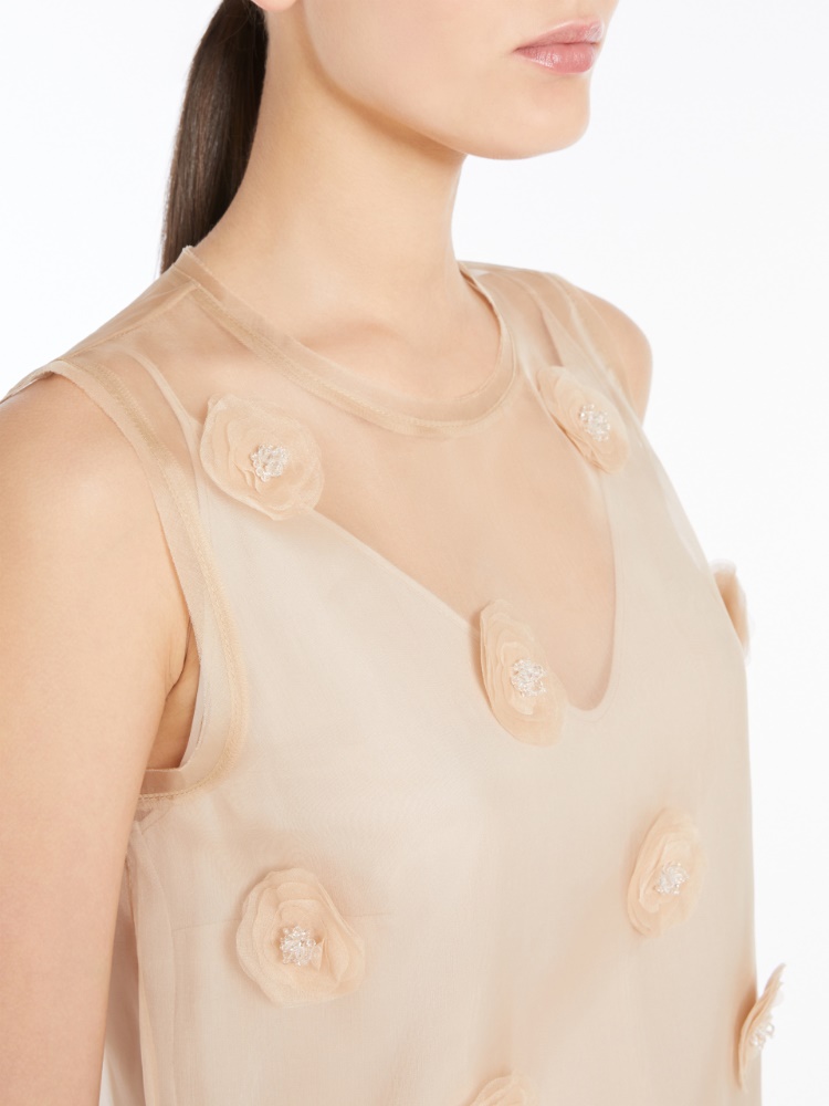Tシャツ・カットソー Max Mara Studio Beige organza Achille top 6261015406034-e-