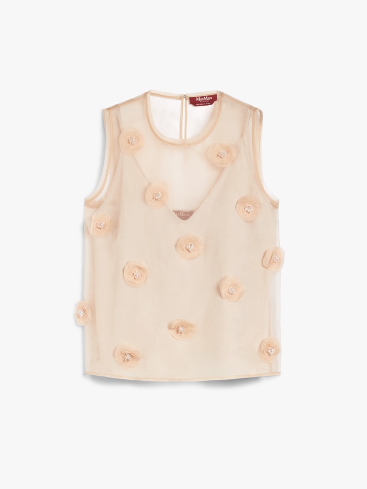 Tシャツ・カットソー MAX MARA BEIGE ORGANZA ACHILLE TOP Beige organza Achille top – G&B