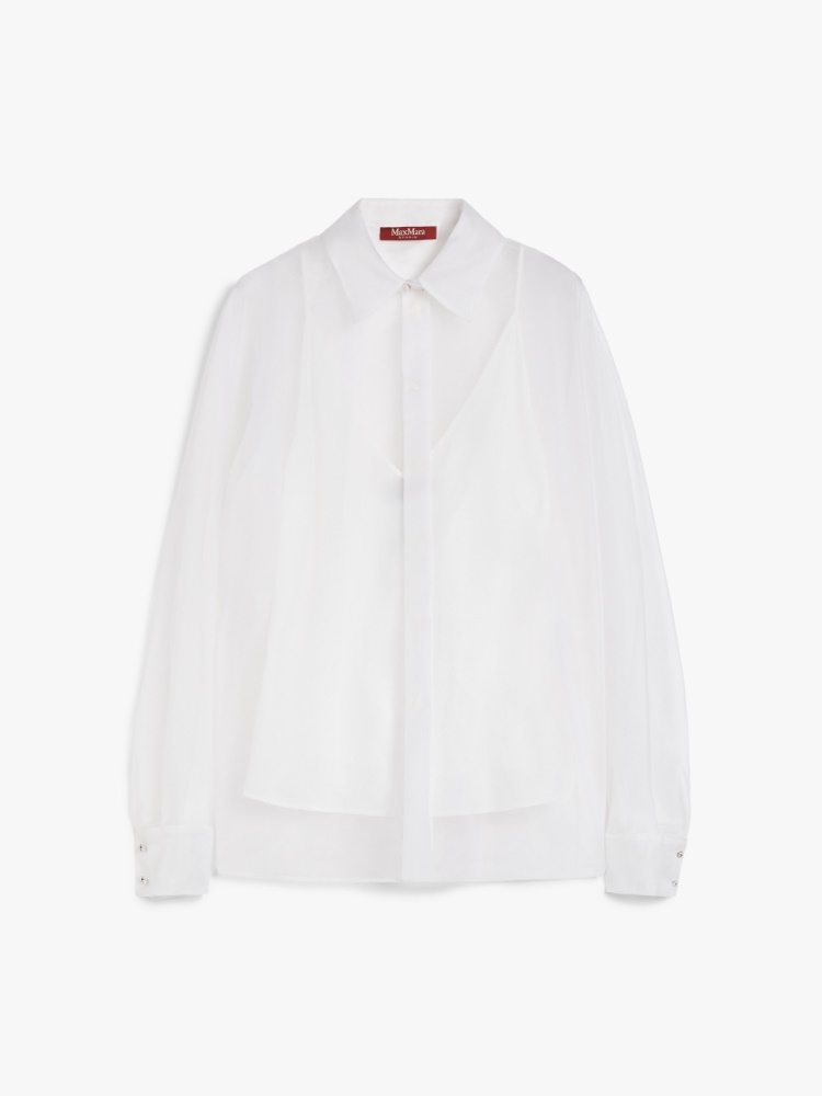 Tシャツ・カットソー Max Mara Studio Beige organza Ovale shirt Max Mara Studio Pagine silk shirt for women 2426116051600