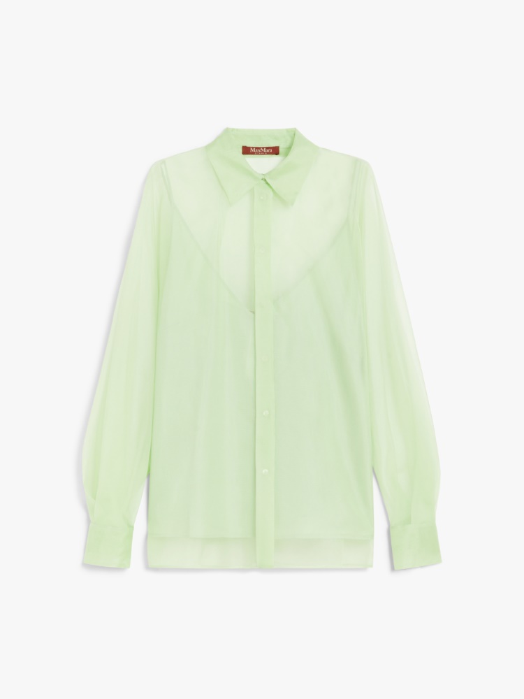 Silk organza shirt - LIME GREEN - Max Mara