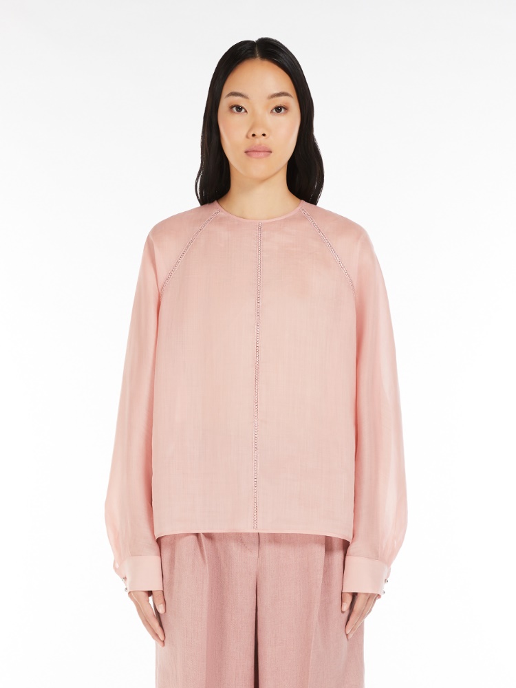 Ramie gauze blouse, pink | 