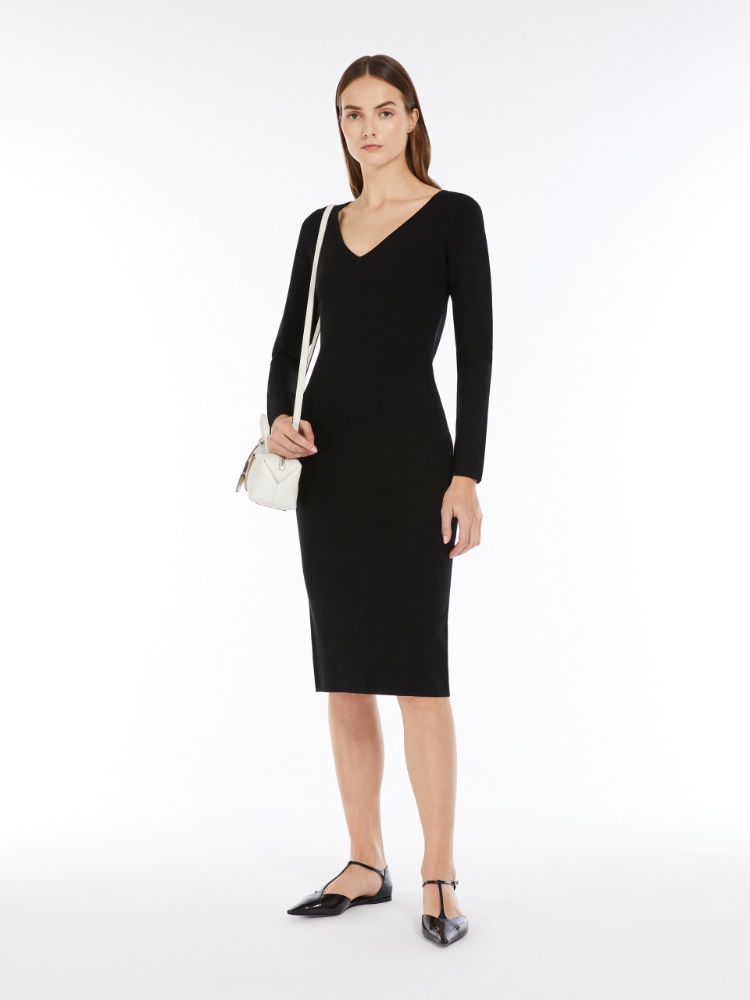 Slim-fit stretch viscose dress - BLACK - Max Mara - 2
