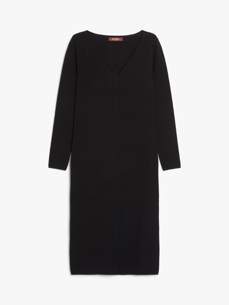 Slim-fit stretch viscose dress - BLACK - Max Mara