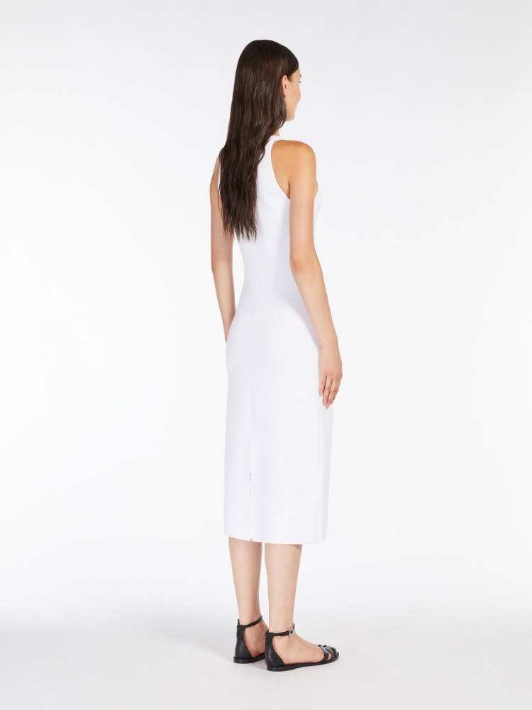 Slim-fit stretch viscose dress, optical white | 