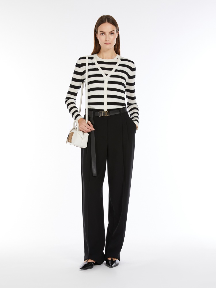 Wool and silk cardigan - WHITE BLACK - Max Mara - 2