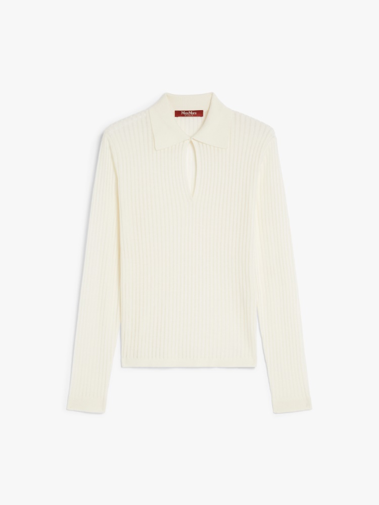 Wool and silk polo shirt - WHITE - Max Mara