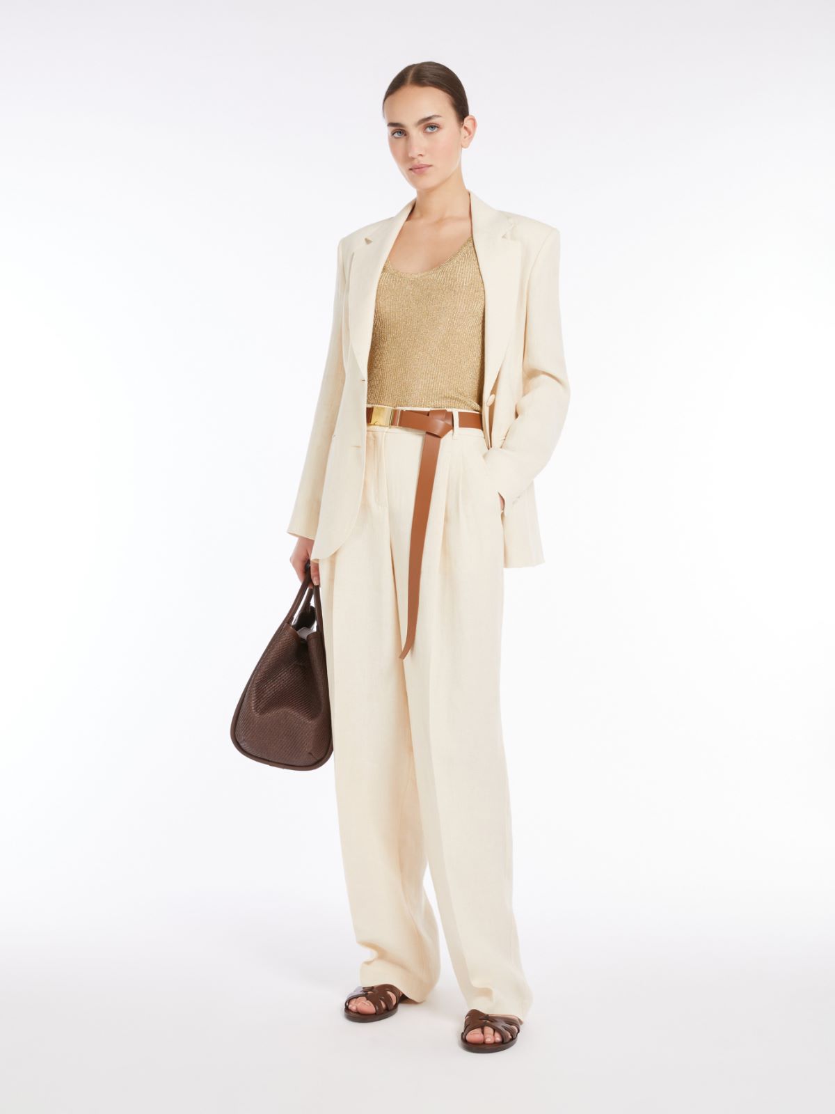 Rib-knit viscose and lurex top + GOLD - Max Mara