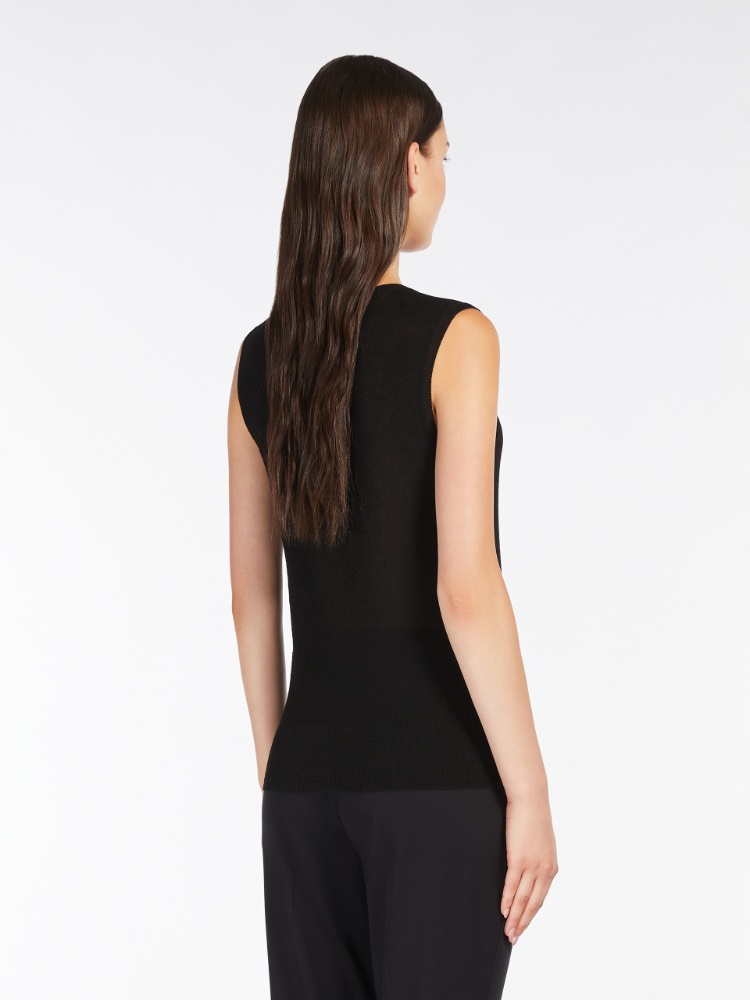 MAX MARA STUDIO ビスコース ベスト/関税送料込 ペドーネ] ビスコース ヤーン ニット, black | 