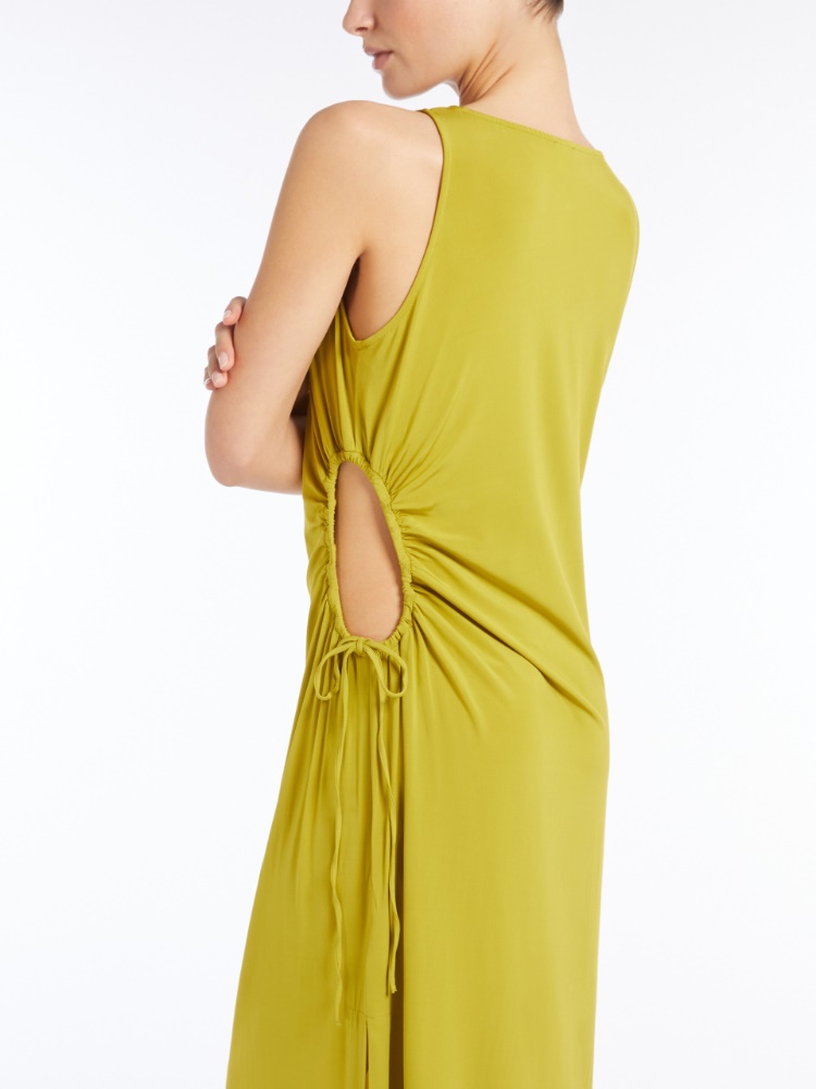 Slim-fit crepe jersey dress, olive green | 