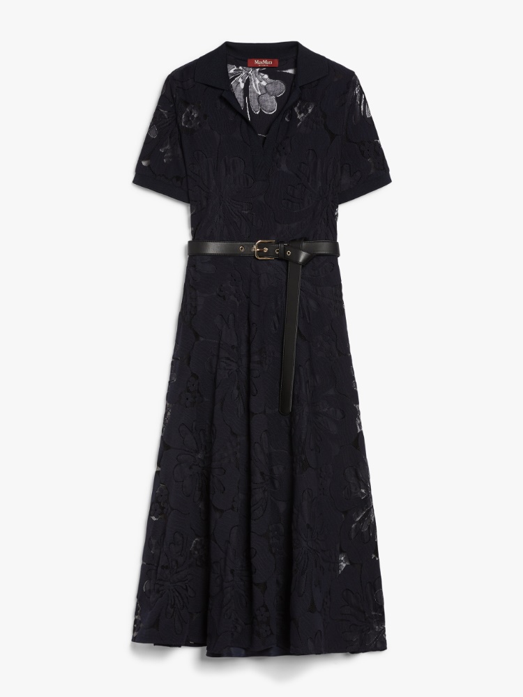 【送料&関税込】Max Mara Studio Lace Polo Dress Lace polo shirt dress, navy | 