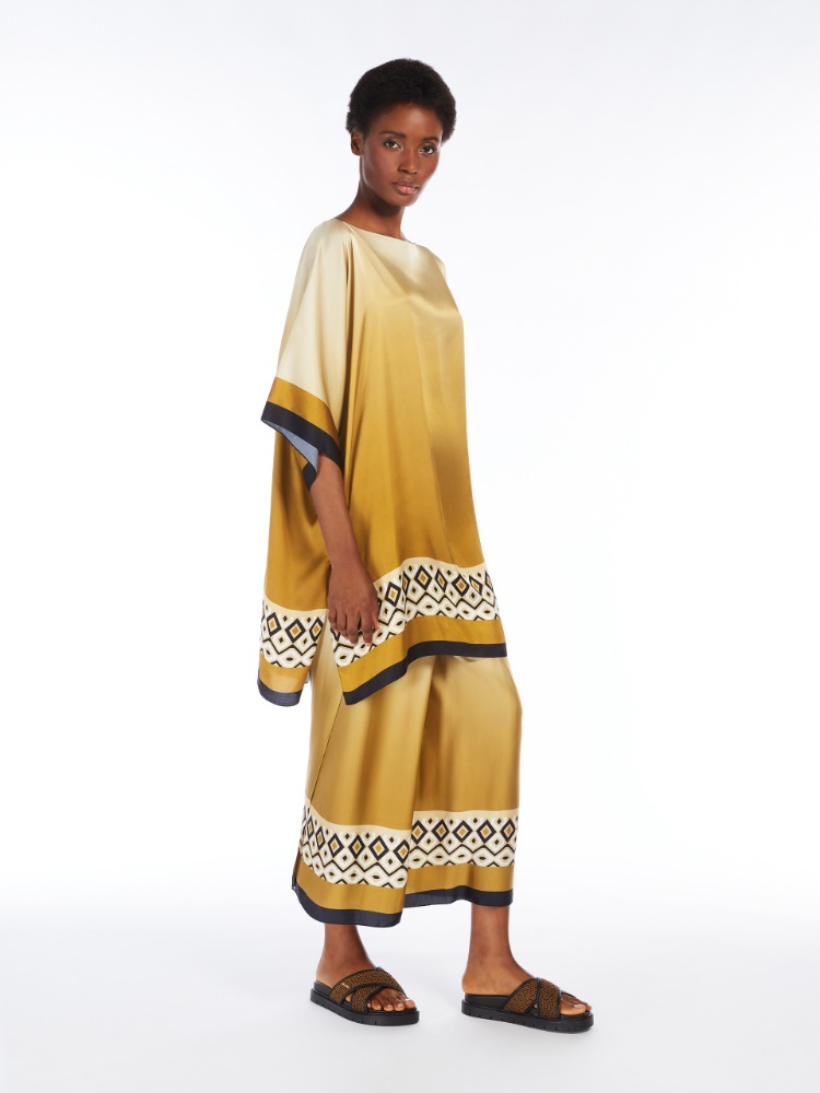 Printed satin pareo trousers - BEIGE - Max Mara