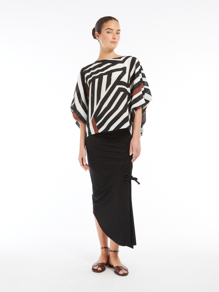 Asymmetrical crepe jersey skirt - BLACK - Max Mara