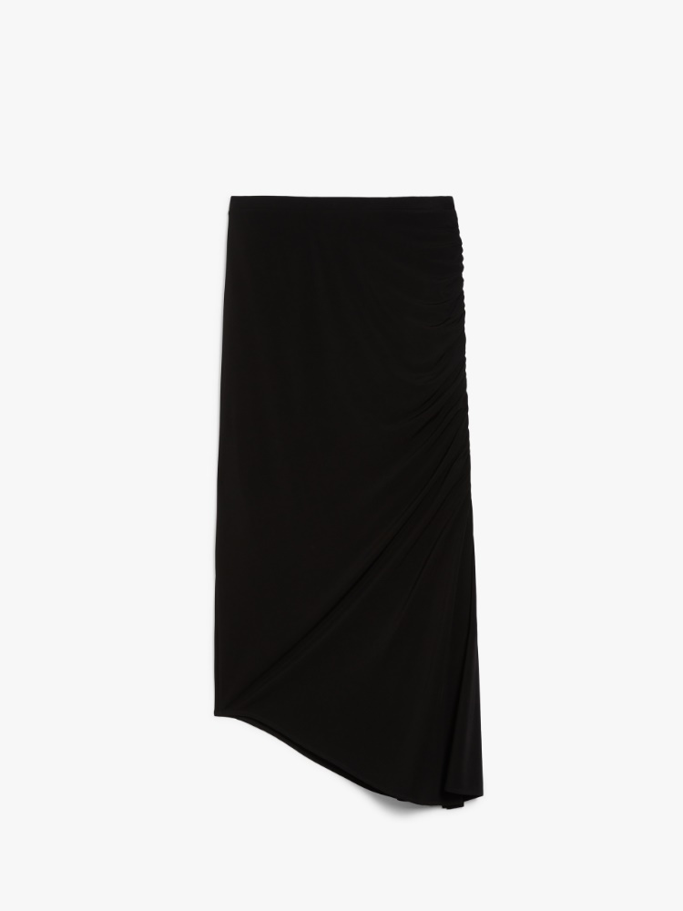 Asymmetrical crepe jersey skirt - BLACK - Max Mara