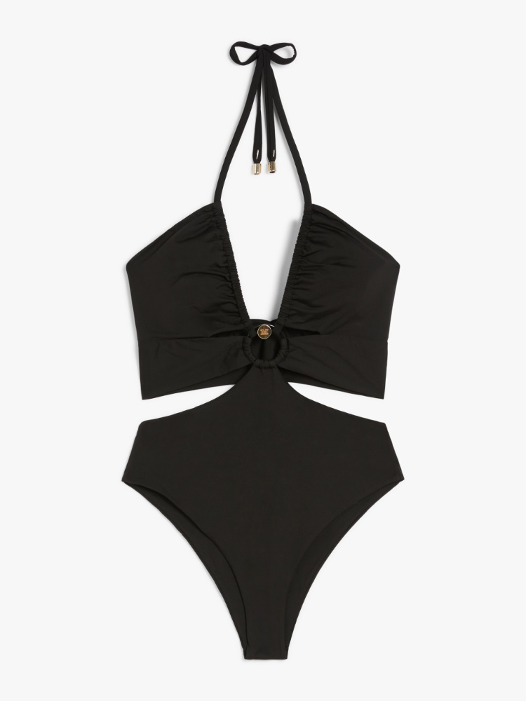 Jersey V-neck swimsuit - BLACK - Max Mara