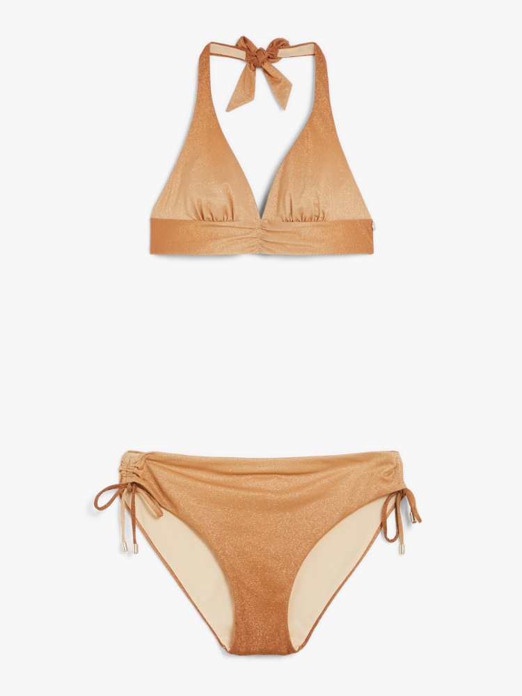 Jersey and lurex bikini, gold | 