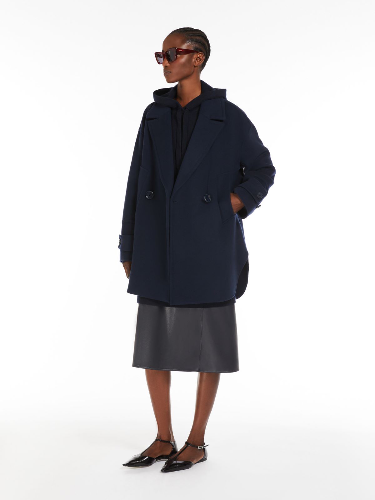 【23AW NEW】Max Mara_woman/Madame ダブルブレストコート /Blue Coats Blue and light blue Woman | Max Mara
