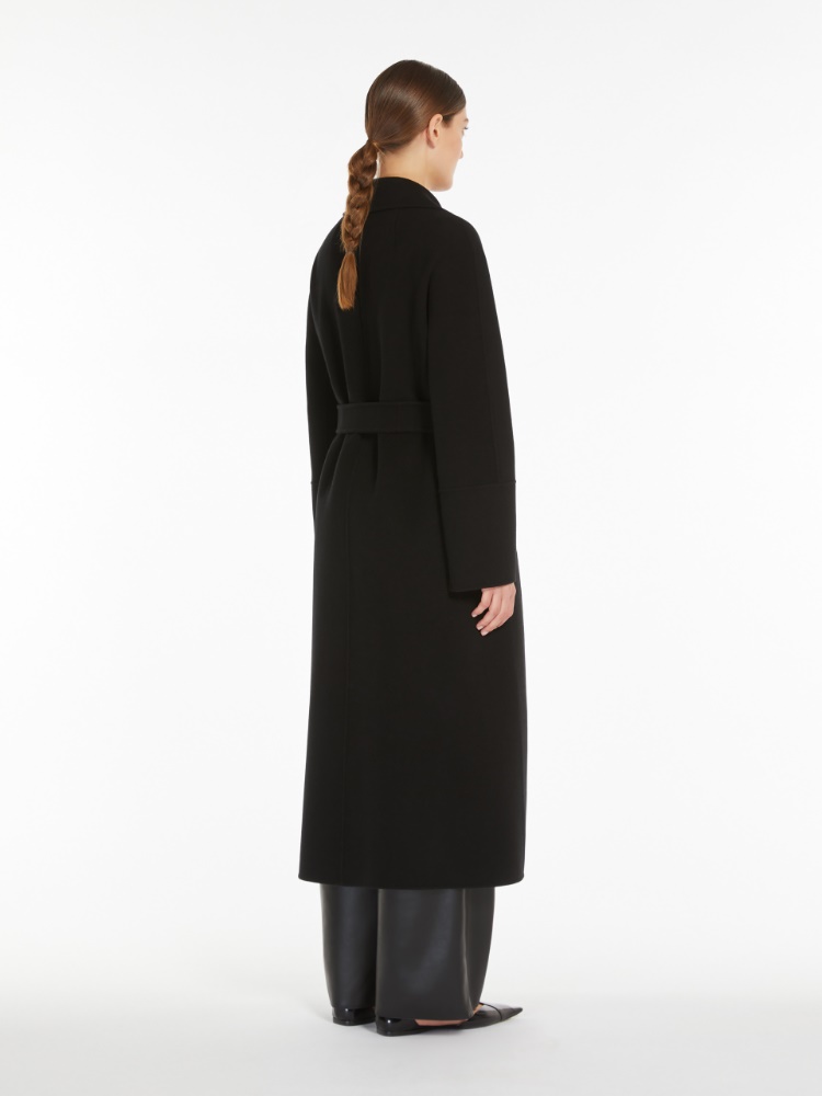 Long wool robe coat, black | 