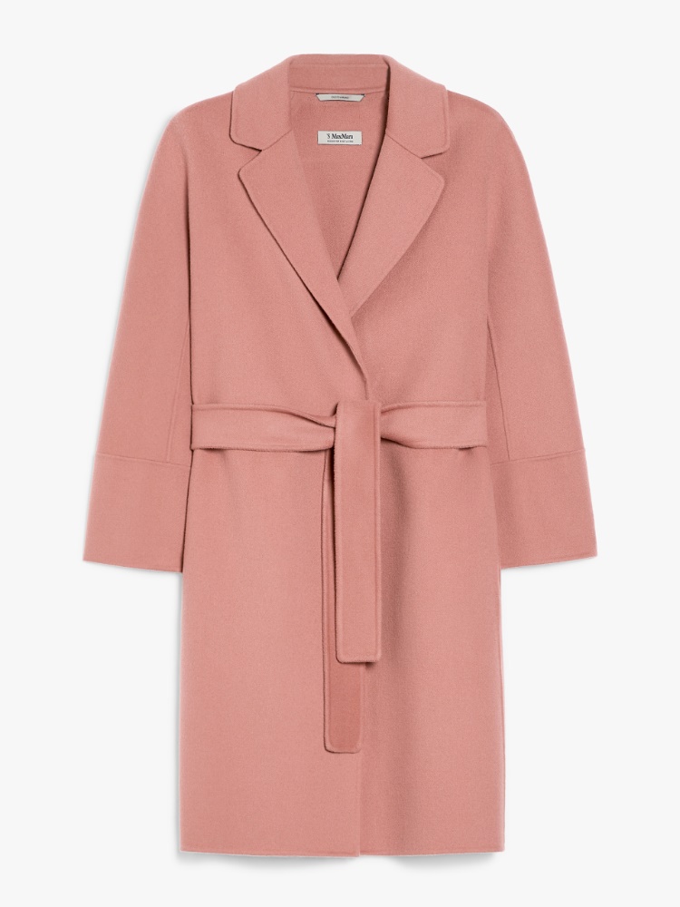 Short double-faced wool coat, powder | 