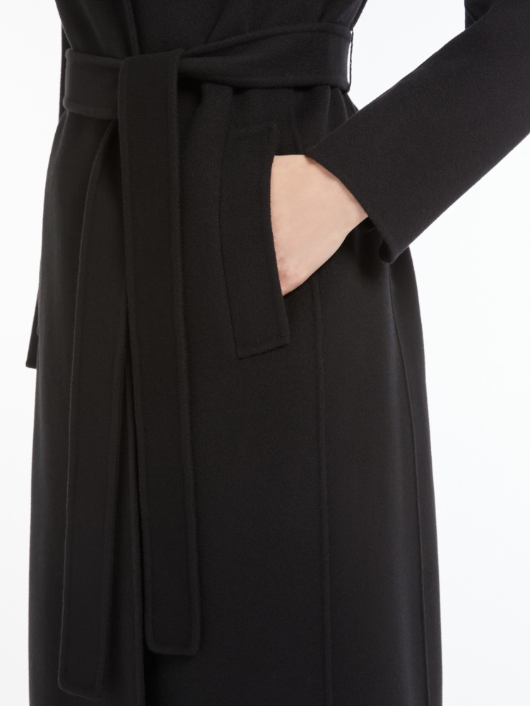 Wool wrap coat, black | 